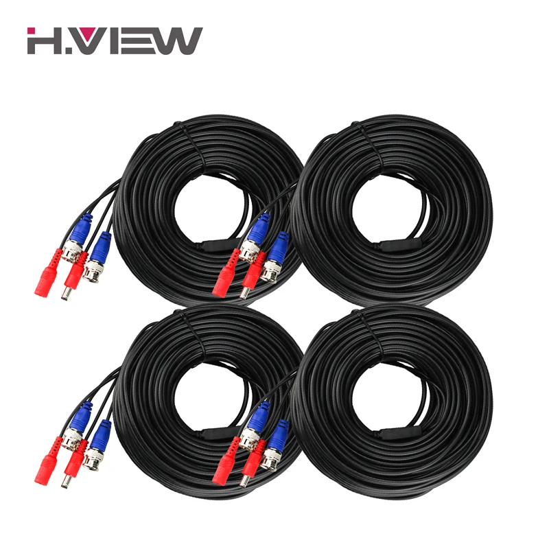 H View 4PC 30m 100ft CCTV Cable BNC DC Plug Video Power Cable For Wired AHD