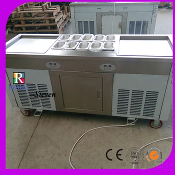 

commercial RL-2D10B 304 Stainless Steel DOUBLE square pan ice cream roll machine for sale
