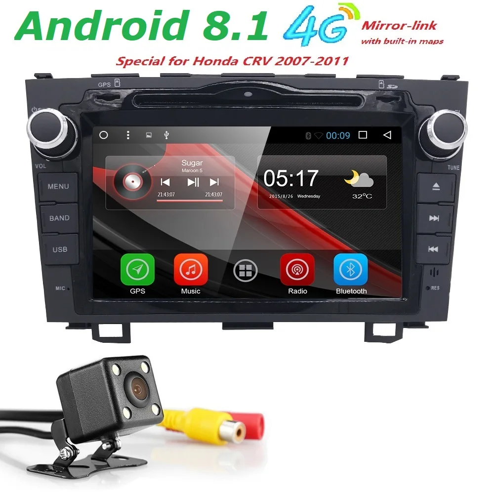 

Hizpo Car Radio Multimedia 7"INCH Android 8.1 car dvd audio stereo player Navigation for Honda CRV 2007-2011 wifi GPS RDS SWC