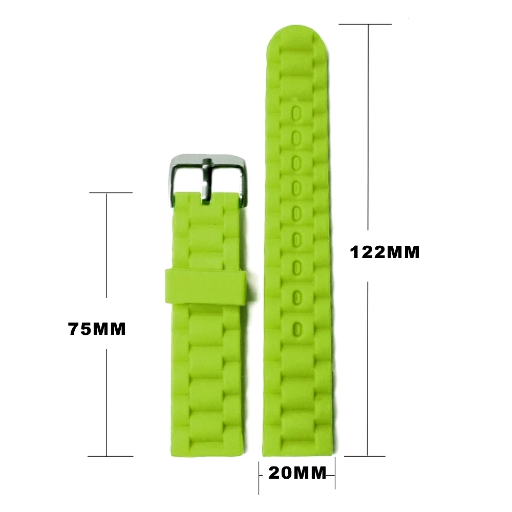 20 мм неоновые зеленые цветные силиконовые желейные резиновые унисекс часы