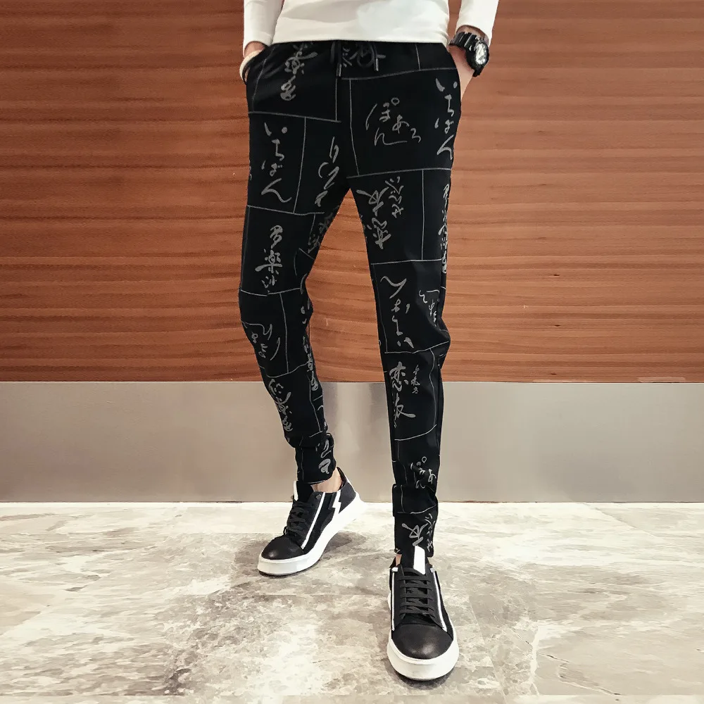 Высокое качество хип хоп Pantalon Homme брендовые Новые облегающие брюки с принтом