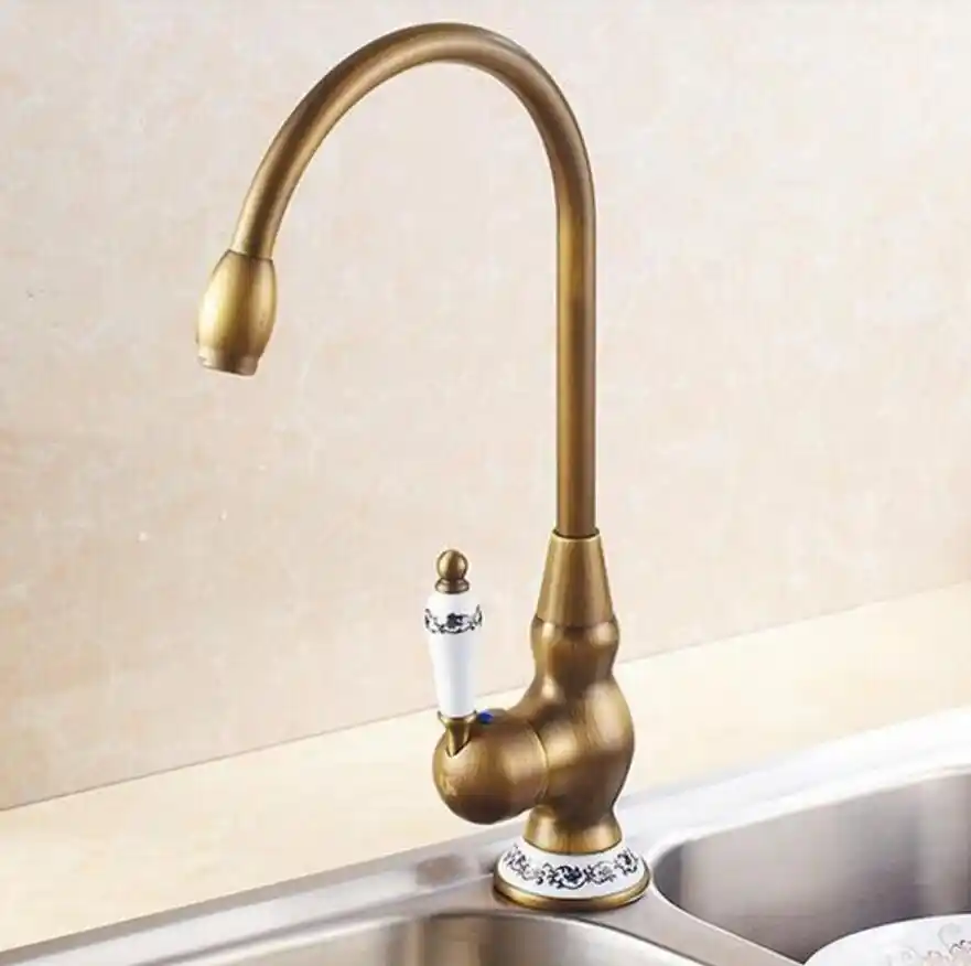 2016 Ceramic Antique Brass Kitchen Faucet Bathroom Sink Faucet Porcelain Vintage Faucet Mixer Sink Tap