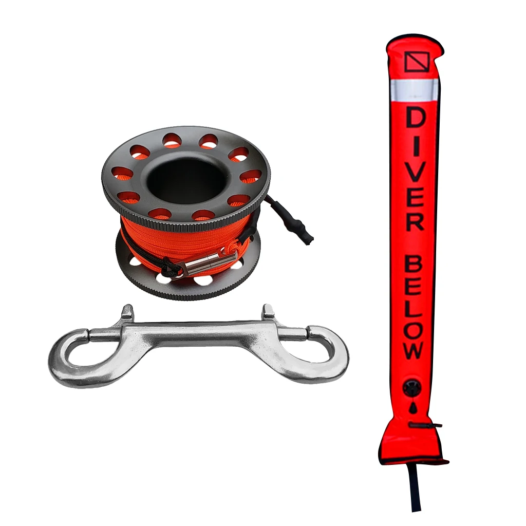 Scuba Diving SMB Surface Marker Buoy Signal Tube With Dive Reel Spool Dive Buoy Underwater Dive Gear Equipment Snorkeling Diver