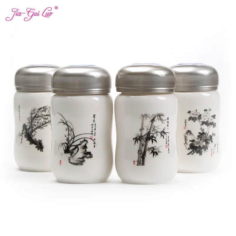 

JIA-GUI LUO Glazed Ceramic Tea Caddies Pu'er Dried Fruit Sealed Cans Dried Fruit Collection Portable Travel Tea Box D103