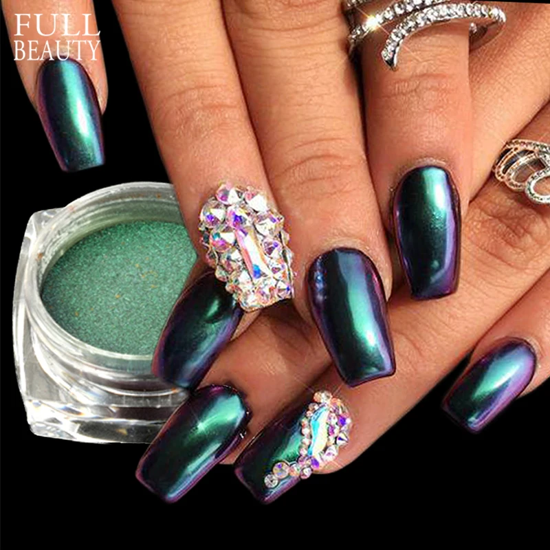 

Full Beauty Chameleon Mirror Magic Powder Nail Glitter Holographic Gradient Dazzling Pigment Nail Dust Decoration Box CHB821/801