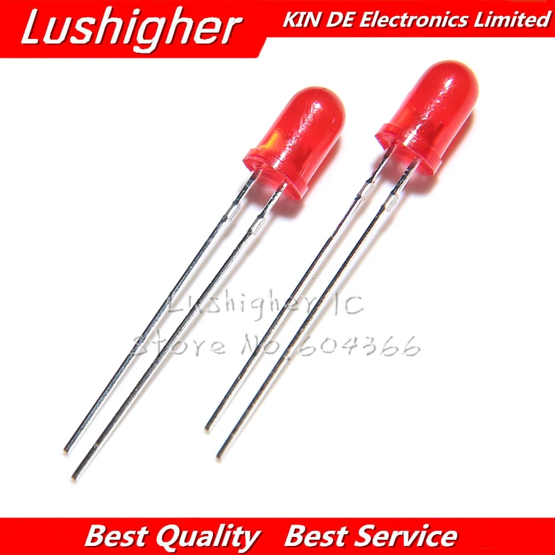 100pcs 5mm Led Red light emitting Diodes Red Turn Red Free Shippingin