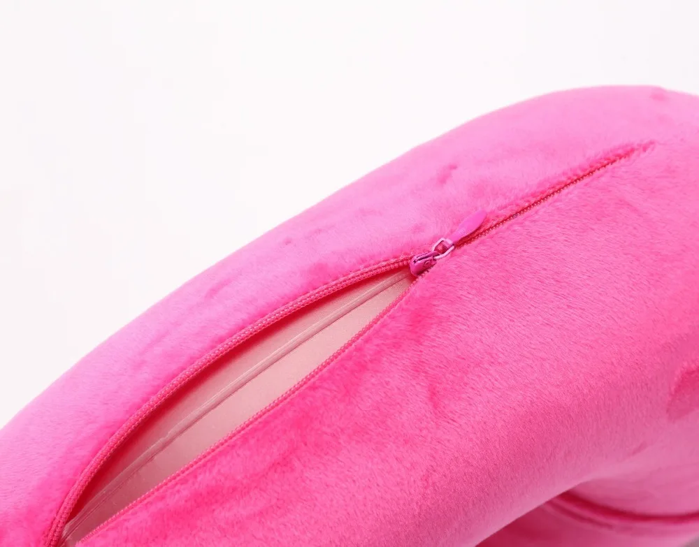 U Shaped Warm Neck Pillow Inflatable Body Pillow for Airplane Flight Velvet Pillow In The Plane Soft Foldable Travel Pillow5