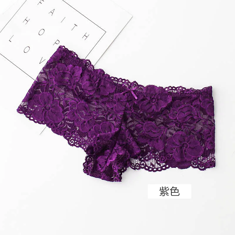 M-3XL, новинка, женские сексуальные кружевные трусики, бесшовные, дышащие, прозрачные, полые, дизайнерские трусы размера плюс, нижнее белье для девочек - Цвет: WP15 purple