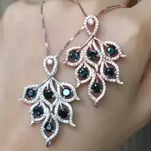 Натуральный голубой сапфир кулон S925 Серебряный натуральный драгоценный камень кулон Цепочки и ожерелья модные роскошные Листья для женщин свадебные ювелирные украшения