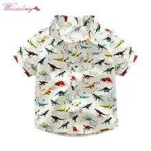 WEIXINBUY/летняя рубашка для маленьких мальчиков Милая блуза с коротким рукавом и рисунком динозавра От 0 до 6 лет