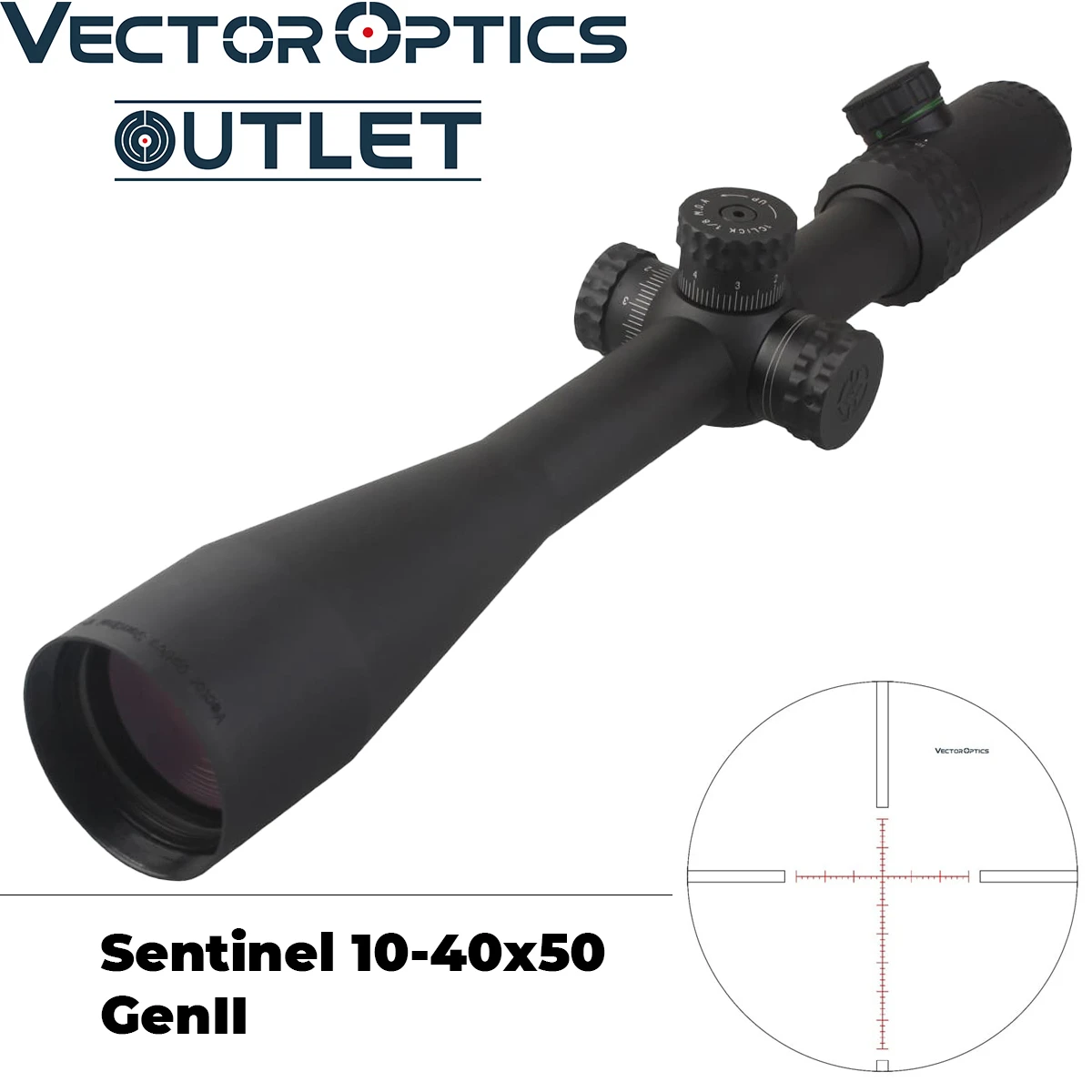 Векторная оптика Sentinel 10-40x50 Riflescope MOA Регулировка освещения тактическая мишень стрельбы ударопрочные реальное оружие