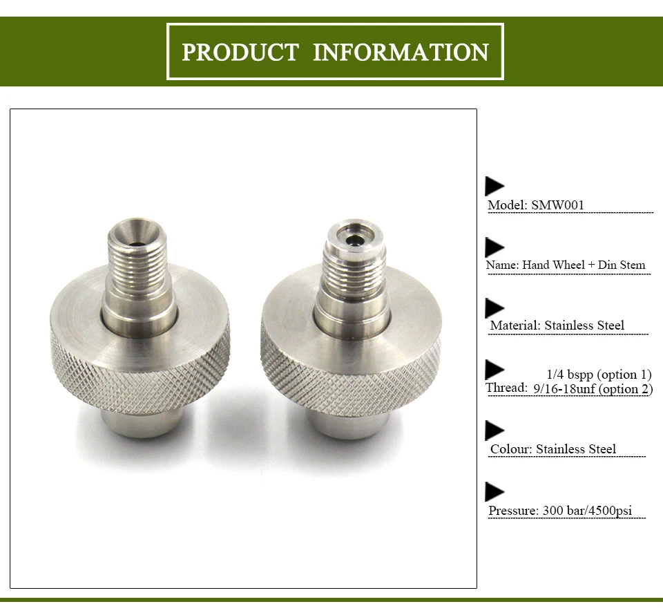 Стандартный din для мужчин трубы Нитки адаптер маховик плюс 1/4 BSPP муж стволовых или 9/16-18 unf Муж стволовых Нержавеющая сталь smw001