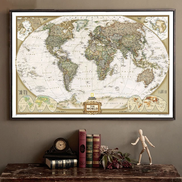 Newest Vintage World Map Home Decoration Detailed Antique Poster Newest Vintage World Map Home Decoration Detailed Antique Poster Wall Chart Retro Paper Matte Kraft