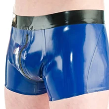 Модные сексуальные латексные трусы резиновые боксеры шорты на молнии промежность мужской Большой размер Горячая Распродажа