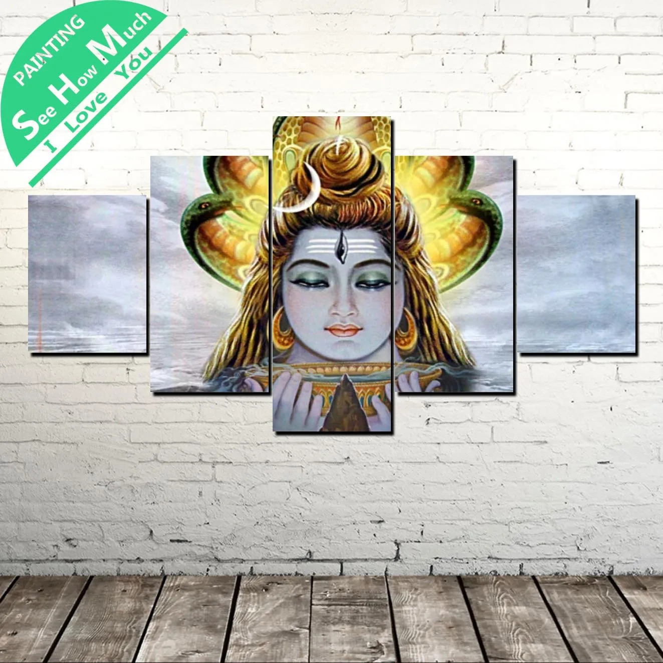 

5 Piece Lord Ganesha Wall Art Canvas Poster and Print Canvas Painting Decorative Picture Home Decor for Living Room