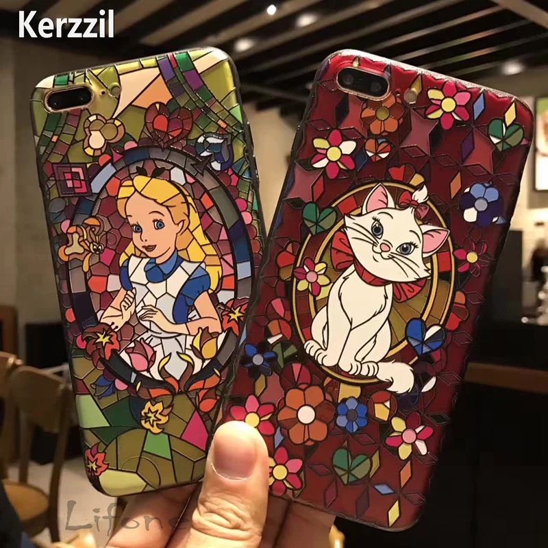 Мультфильм рельеф милый Зонт кошка Мэри чехол для iPhone 6 6s 7 Plus Жесткий PC Телефон
