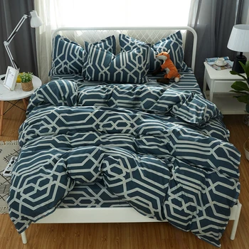 

Classic bedding set 5 size grey blue flower bed linen 4pcs/set duvet cover set Pastoral bed sheet AB side duvet cover 2019 bed