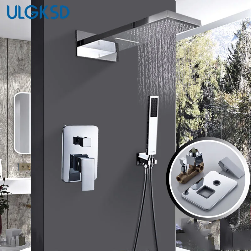 

ULGKSD Waterfall Rain Shower Faucet Warehouse Ship Single Handle W/ ABS Hand Shower Cold and Hot Water Mixer Taps
