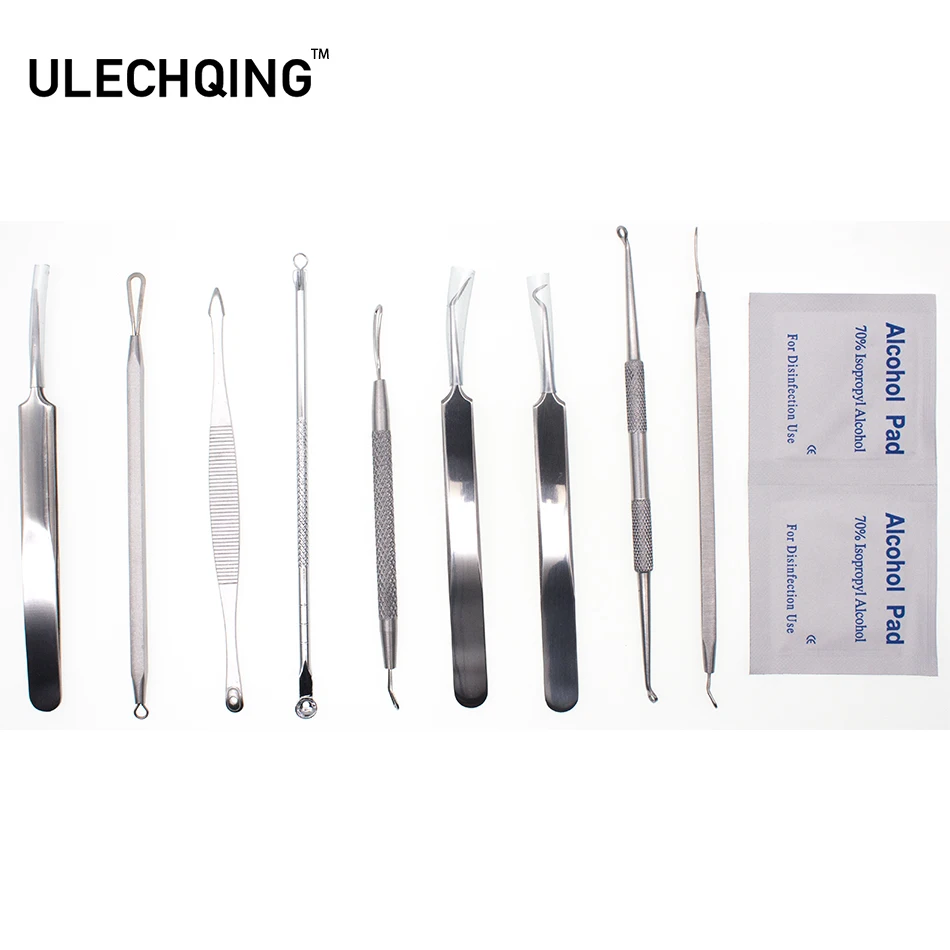 ULECHQING 9 шт./лот комедона Прыщ remover инструмент лица Черноголовых Acne удаления