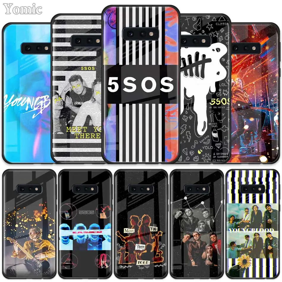 

5 Seconds Of Summer 5SOS Tempered Glass Case for Samsung Galaxy S10 S10e S9 S8 S10 Plus Note 9 A50 A30 Phone Cover Shell