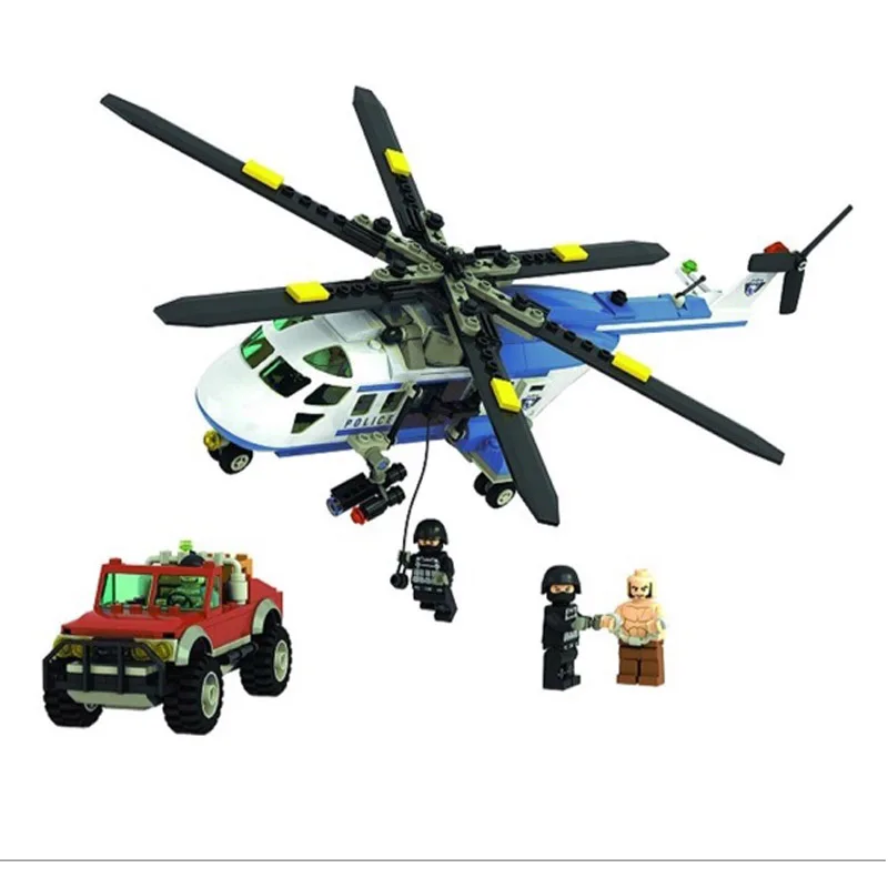 Winner 405pcs Series Building Blocks City Police Helicopter Toy Building Blocks Assembled font b Legoe b