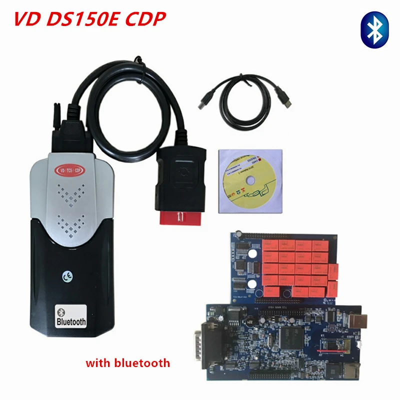 

DHL Free ship! 2pc/lot for new vci VD tcs cdp Scanner with bluetooth usb led cables works on cars and trucks obd diagnostic tool