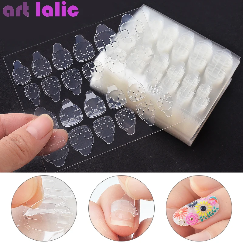 

10 Sheets Waterproof Breathable Glue Jelly Double Sided Adhesive Tapes Nail Art Sticker Decals Fingernail Art False Nail Tips