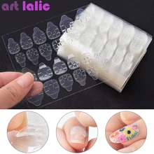 10 feuilles imperméable à l'eau respirant colle gelée Double face rubans adhésifs Nail Art autocollant décalcomanies ongle Art faux ongles conseils(China)
