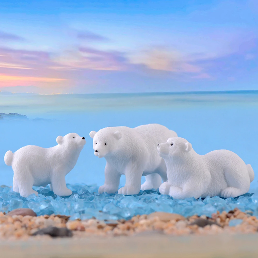 1 шт. милые мини-фигурки белого медведя, белый медведь, домашний микро пейзаж, сад, миниатюры, животные, домашний декор, аксессуары