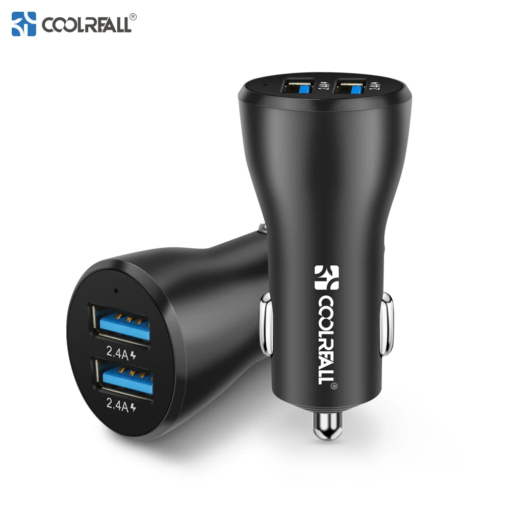

Coolreall Dual USB Car Charger 2.4A LED Universal 2 Port USB Quick Charge 24W for iPhone Mobile Phone USB Fast Charger Sumsung