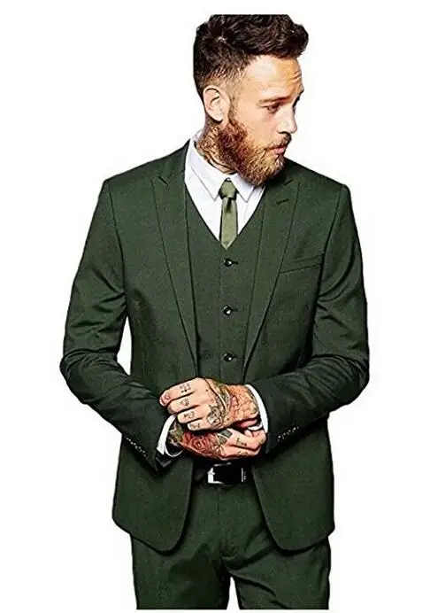 

2020 3pcs Suit Men Slim Fit Green Formal Dress Men Suit Wedding Suits For Men Groom Prom Suits Best Man Tuxedo 3 Pieces