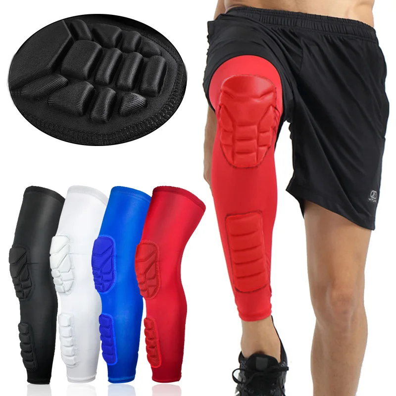 

1Pc Breathable Men Honeycomb Long Basketball Knee Pads Leg Sleeve Calf Knee Support Brace Protector Leg Warmers Sports Kneepads