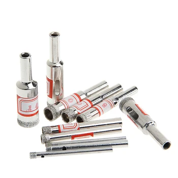 

11Pcs 3-14mm Diamond Coated Core Saw Hole Drill Tool Set For Glass Marble Tiles