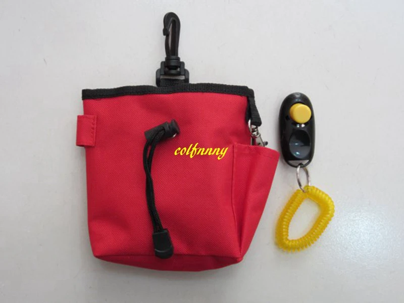 20sets/lot ping Dog Pet Puppy Obedience Agility Bait Training Food Treat Pouch Bag Snack Reward Waist Bag with clicker