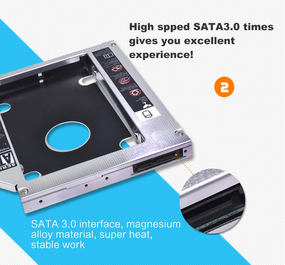 TISHRIC Универсальный алюминиевый для 2,5 ''2nd HDD Caddy 12,7 мм толщина SATA 3,0 чехол для SSD, HDD корпус DVD-ROM Optibay