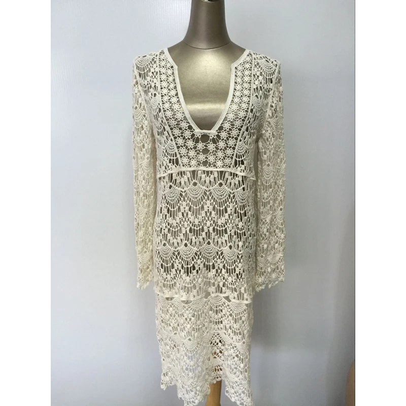 Пляжный купальник женское платье накидка и туника Saida De Tunics Sarong 2020 ажурное