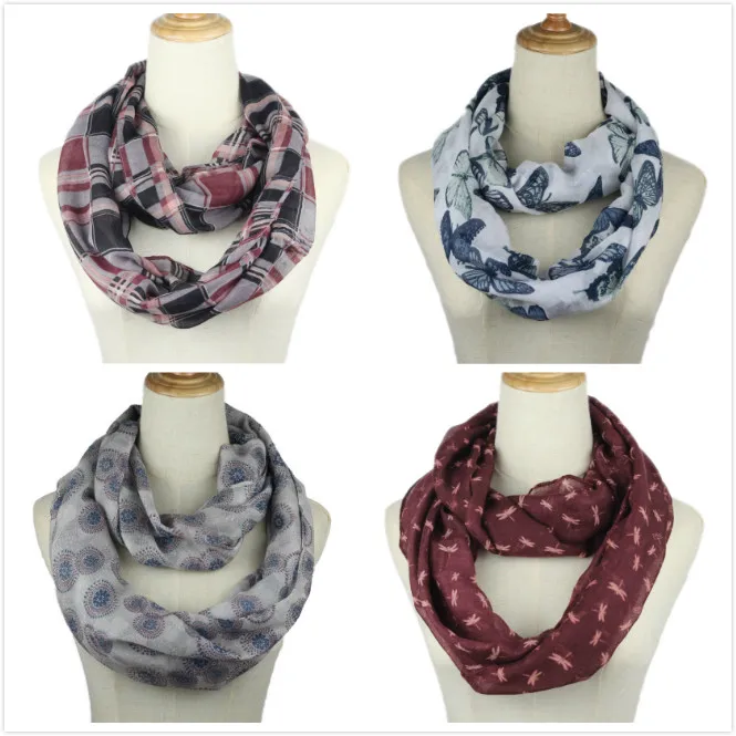 

2019 Fashion Women printed Ring Scarf Infinity Loop Neckerchief Echarpe Foulard Femme snood spring summer autumn