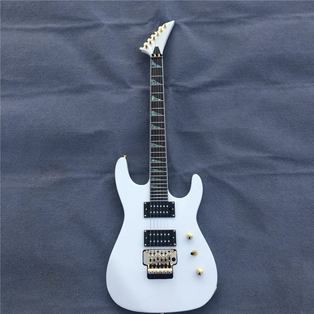 Kaiyun Заводская Джексон белый двойной-Рок электрогитары. Черная металлическая электрическая гитара. Раковина абалона, инкрустированные