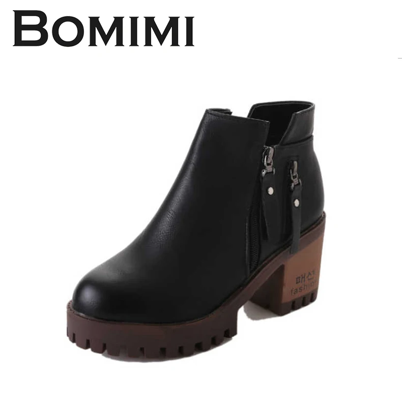 

BOMIMI Women Ankle Boots Winter Boots Platform High Heels Ankle Boots Women Fashion Ladies Pumps Sexy Booties Zipper Shoes