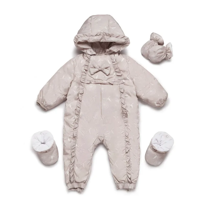 

Baby Snowsuit Newborn Snow Wear Coverall Infant Fleece Jumpsuit Girls Outerwear Romper Floral Winter Girl Jacket Princess Hoodie
