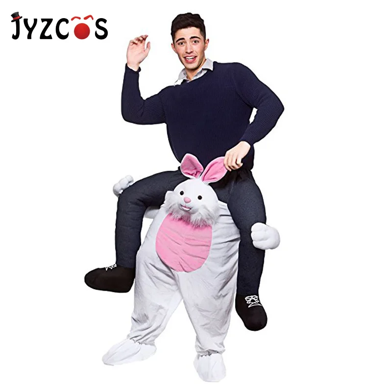 

JYZCOS Adult Ride On Rabbit Costume Ride on Me Fancy Pants Costume Purim Halloween Cosplay Animal Mascot Costume for Women Men