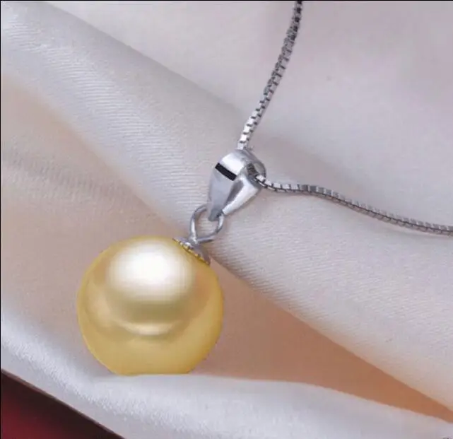 

Free shipping hot sale Women Bridal Wedding Jewelry >>charming round 12mm natural south seas gold pearl necklace 18inchs925