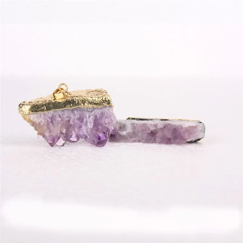 Семь чакр популярный натуральный камень Настоящее ожерелье с фиолетовыми стразами фиолетовый кристалл драгоценный камень кулон ожерелье