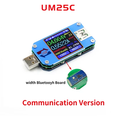 UM25 UM25C Для APP USB 2,0 Тип-C ЖК-дисплей Вольтметр Амперметр Напряжение измеритель тока, для батареи зарядки измерения Кабельный тестер сопротивления - Цвет: UM25C