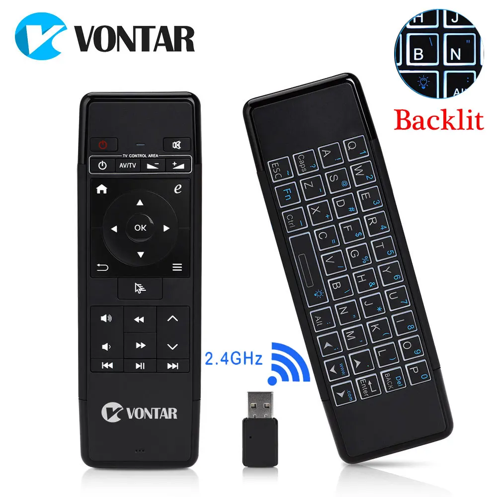 VONTAR 69A Mini Air Mouse & 2 4 ГГц Беспроводной клавиатура с подсветкой дистанционного