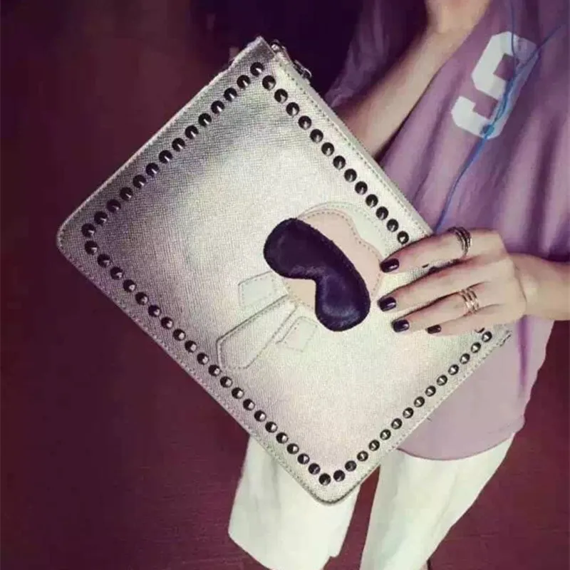 

2019 A Rushed Day Clutches Polyester Unisex Korean Version Of New Handbags On Behalf Of Rivet Bag Hand Crossbody Wallet 21042