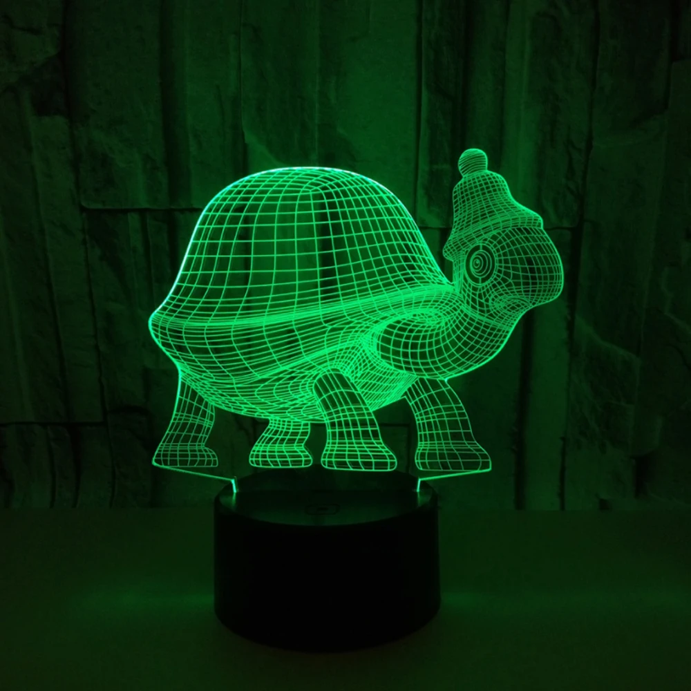  tortoise Model Illusion 3d Lamp LED 7 Color Changing Animal 3d Visual Led Night Lights For Kids Toy