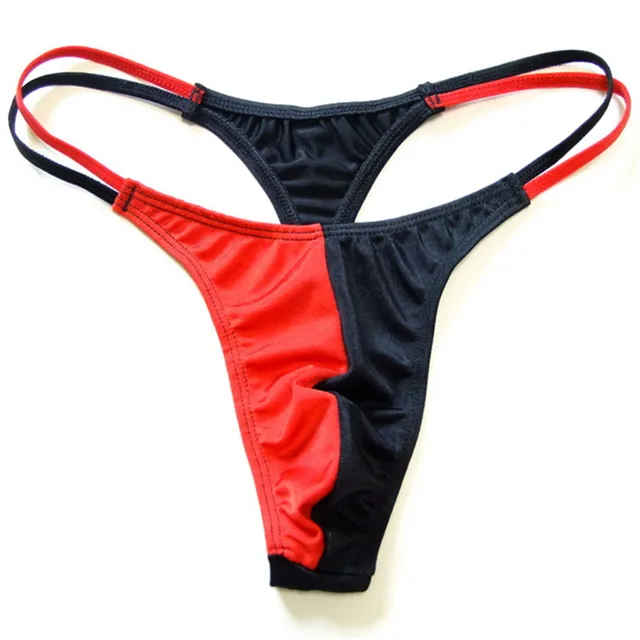 Black White Contrast Color Mens Thongs And G Strings Double Thin Rope