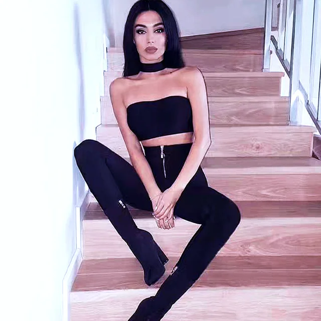 Larger Babe Hl 2018 Fashion Girls Black Slim Pencil Pants High Waist Embellished Skinny Bandage Pant Larger Babe Hl 2018 Fashion Girls Black Slim Pencil Pants High Waist Embellished Skinny Bandage Pant