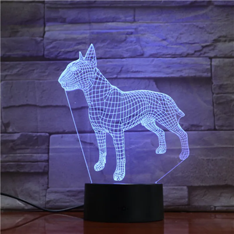 

3d Bull Terrier Dog 7 Color Led Night Lamps For Kids Touch Led Usb Table Lampara Lampe Baby Sleeping Nightlight